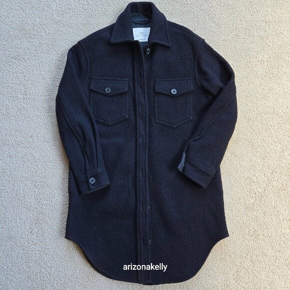 Wilfred Free Jackets & Blazers - Wilfred Free Ganna LONG Shirt Jacket Merino Wool Black XXS Aritzia Shacket